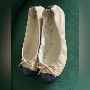 CHANEL Cream Slip-On Shoes